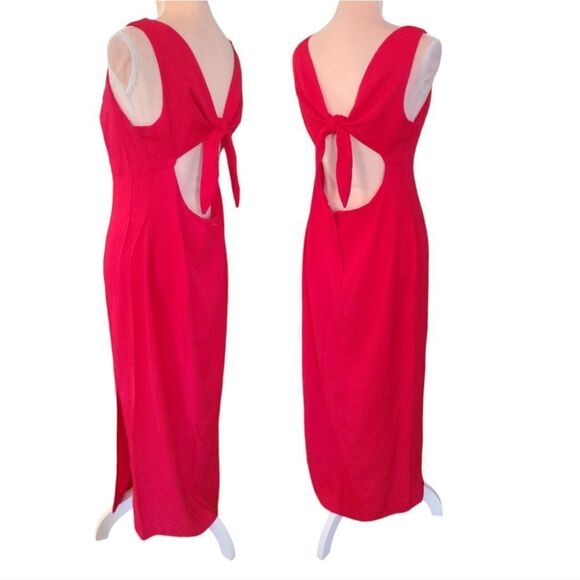 Vintage Red Sleeveless Open Back Midi Shift Dress Size 13/14 *fits like Large - Picture 9 of 14